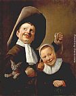 Famous Boy Paintings - A Boy and a Girl with a Cat and an Eel